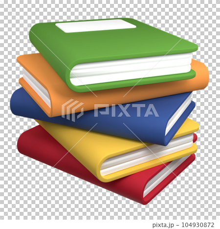 3d render books. 3d render multicolor book icon. Stack of multicolored books. Reading hobby and education. 3d render illustration 3d render books. 3d render multicolor book icon. Stack of multicolored books. Reading hobby and education. 3d render illustration 104930872
