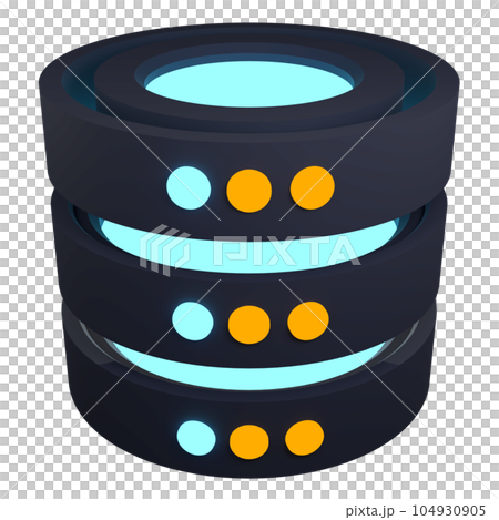 3d render of database. Database server 3d render icon. Network and database. Computer technology. 3d render illustration 104930905