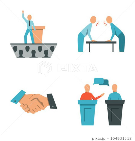 Public speech and debates flat icon set 104931318