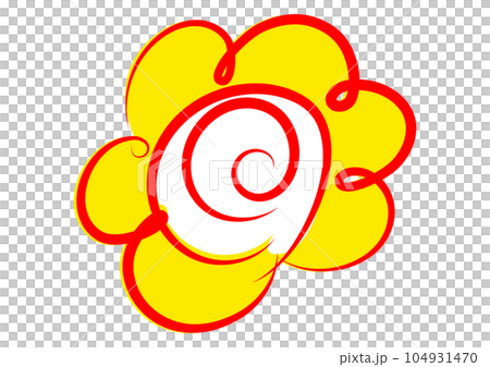 Hanamaru mark Simple yellow and red hanamaru stamp illustration icon material 104931470