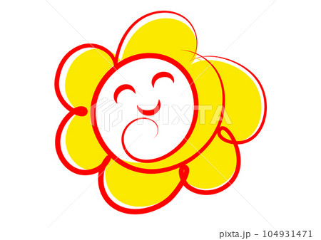 はなまるマーク 笑顔がかわいい花丸スタンプのイラスト アイコン素材 104931471
