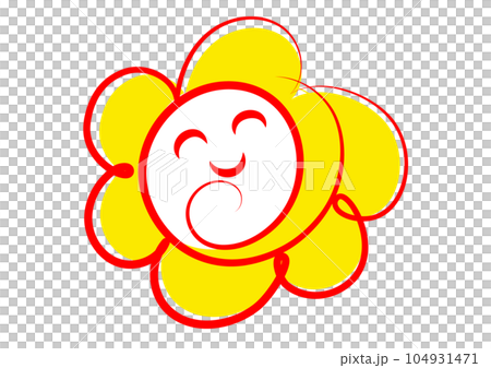 Hanamaru mark, cute smiling Hanamaru stamp illustration, icon material 104931471