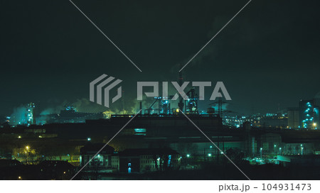 View of heavy industry in Duisburg near the Tiger and Turtle monument. Germany. 104931473