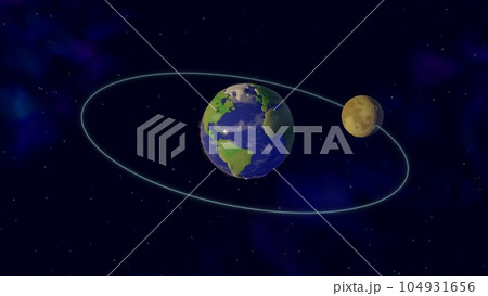 地球と公転する月 地球と公転する月 104931656