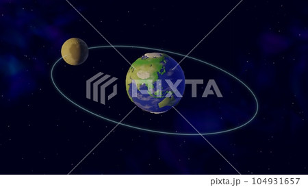 地球と公転する月 地球と公転する月 104931657