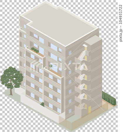 Urban beige mansion isometric illustration 104931722