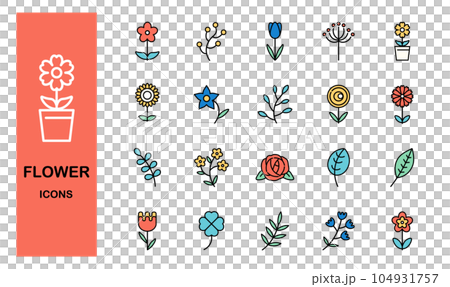 Flower icon set 104931757