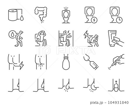 Hemorrhoid icon set. It included haemorrhoid, piles, pain, ass, illness and more icons. Editable Vector Stroke. Hemorrhoid icon set. It included haemorrhoid, piles, pain, ass, illness and more icons. Editable Vector Stroke. 104931840