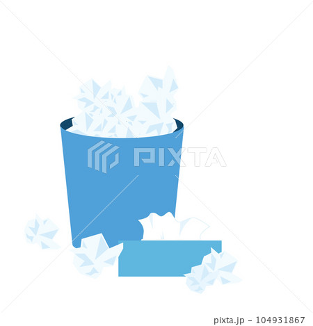 紙屑で満杯のゴミ箱とテッシュペーパー 104931867
