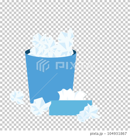 紙屑で満杯のゴミ箱とテッシュペーパー 104931867