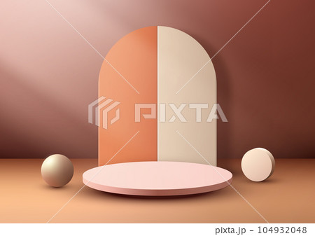 Sophisticated Presentation. Brown Background with Light Beam. Product Display Showroom Sophisticated Presentation. Brown Background with Light Beam. Product Display Showroom 104932048
