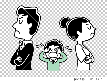 矢量插畫素材:婚姻爭吵、悲傷的孩子、離婚危機 矢量插畫素材:婚姻爭吵、悲傷的孩子、離婚危機 104933140