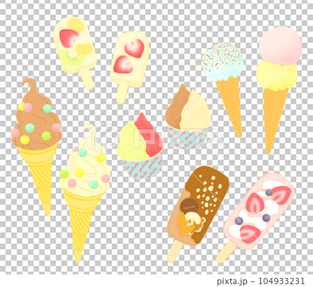 設置可愛冰淇淋的插圖 104933231