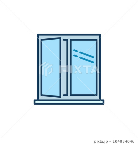 Opened Window with Sill vector concept colored icon or sign Opened Window with Sill vector concept colored icon or sign 104934046