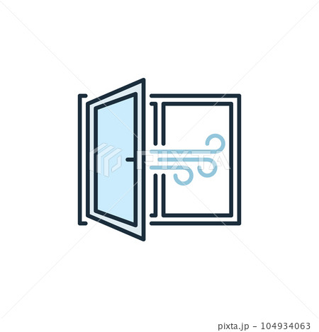Room Airing colored icon - Open Window vector concept sign Room Airing colored icon - Open Window vector concept sign 104934063