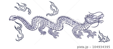 手描きの水墨画タッチの辰年のイラスト 104934395