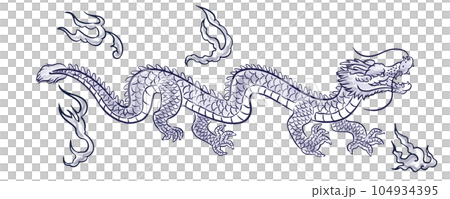 手繪水墨觸摸龍年插畫 手繪水墨觸摸龍年插畫 104934395