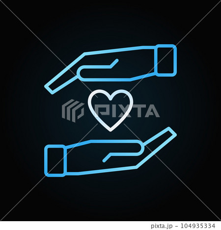 Hands with heart vector colorful outline icon or sign 104935334