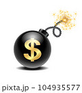 Dollar bomb icon vector isolated. Concept of financial crisis and economy recession. 104935577