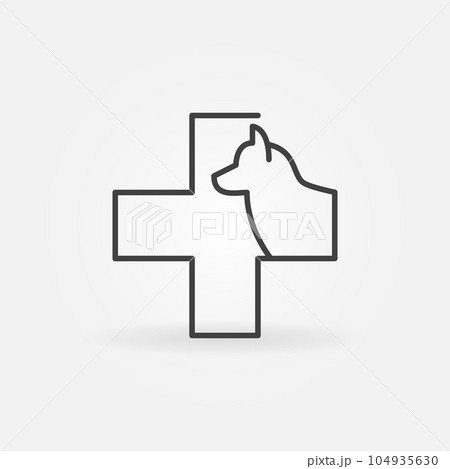 Dog with cross line vector icon Dog with cross line vector icon 104935630