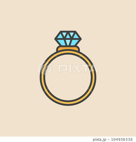 Ring with diamond colored icon. Vector engagement ring symbol Ring with diamond colored icon. Vector engagement ring symbol 104936338