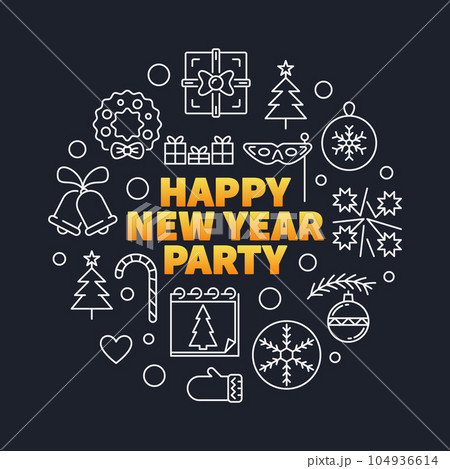 Happy New Year Party outline vector illustration Happy New Year Party outline vector illustration 104936614