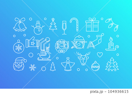 Happy New Year vector blue horizontal illustration or banner 104936615