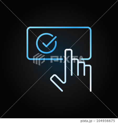 Hand on check mark button creative outline vector icon 104936675