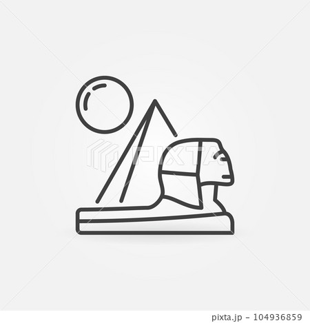 Egyptian Sphinx with Pyramid vector Egypt Landscape concept linear icon 104936859
