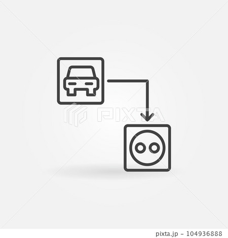 Electric car with socket vector concept outline icon Electric car with socket vector concept outline icon 104936888