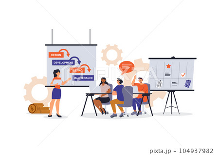 Project management concept with character scene...のイラスト素材 [104937982 ...