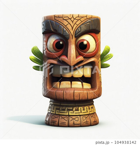 Tiki Mask Totem on White Background. Generative ai Tiki Mask Totem on White Background. Generative ai 104938142