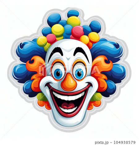 Funny Clown Sticker with a Black Border and Florescent Colors on White Background. Generative ai 104938579