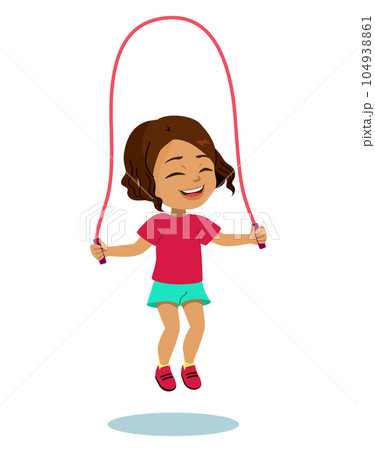 Happy Girl Playing Jump Rope 104938861