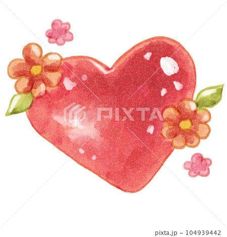 Delicate and Beautiful Heart Decorated with Flowers Delicate and Beautiful Heart Decorated with Flowers 104939442