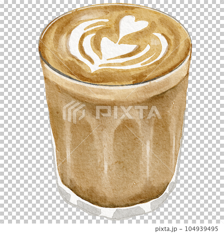 Latte Coffee Watercolour Illustration 104939495