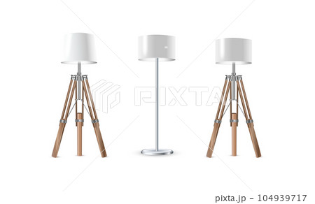 Lamp Set Closeup Isolated on White Background. Floor Lamps. Electric Torchere for Interior Design, Energy Furniture. Vector Lamp Set Closeup Isolated on White Background. Floor Lamps. Electric Torchere for Interior Design, Energy Furniture. Vector 104939717