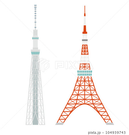 スカイツリーと東京タワーのイラスト 104939743