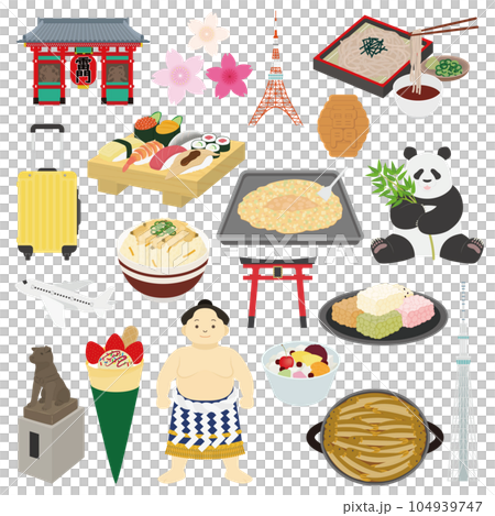 Tokyo specialty illustration set Tokyo specialty illustration set 104939747