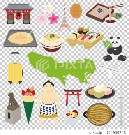 Tokyo specialty illustration set 104939748