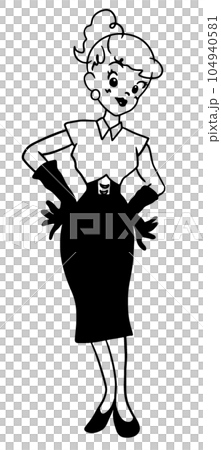 a simple black vector sketch of a girl 104940581