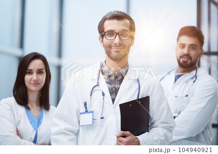 A view of a happy medical team of doctors, man and women A view of a happy medical team of doctors, man and women 104940921