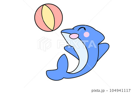 ボールで遊ぶかわいいイルカのイラスト 2 ボールで遊ぶかわいいイルカのイラスト 2 104941117