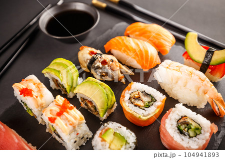 Beautifully decorated sushi Beautifully decorated sushi 104941893