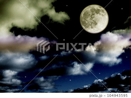 The moon in the night skyのイラスト素材 [104943595] - PIXTA