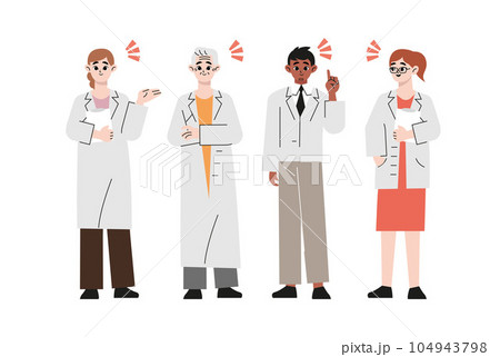 Doctors team. Medical staff doctor and nurse, group of medics. Flat drawn style vector design illustrations.	 104943798