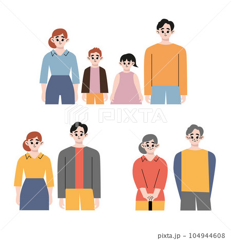 Family growth stage set. Flat drawn style vector design illustration Family growth stage set. Flat drawn style vector design illustration 104944608