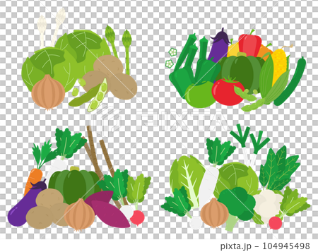 Set of four seasonal vegetable icons 104945498