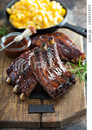 Grilled bbq ribs with sauce 104945805