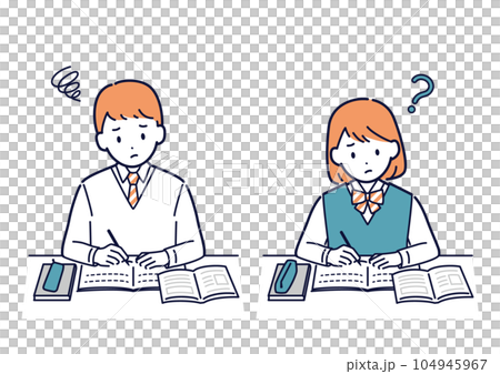 因不懂學習而陷入困境的男女學生 104945967